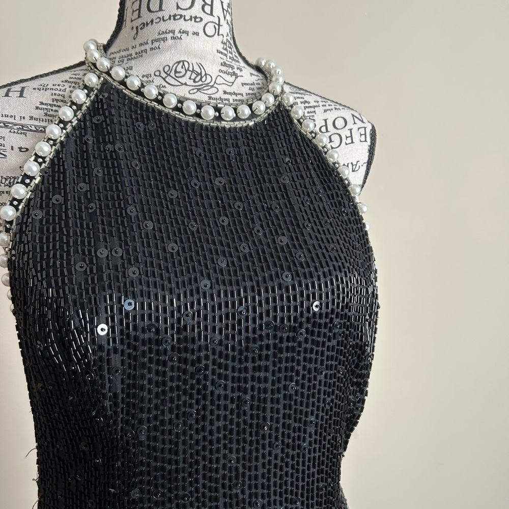 Lillie Rubin Vintage Black Beaded Mini Dress - Picture 2 of 10
